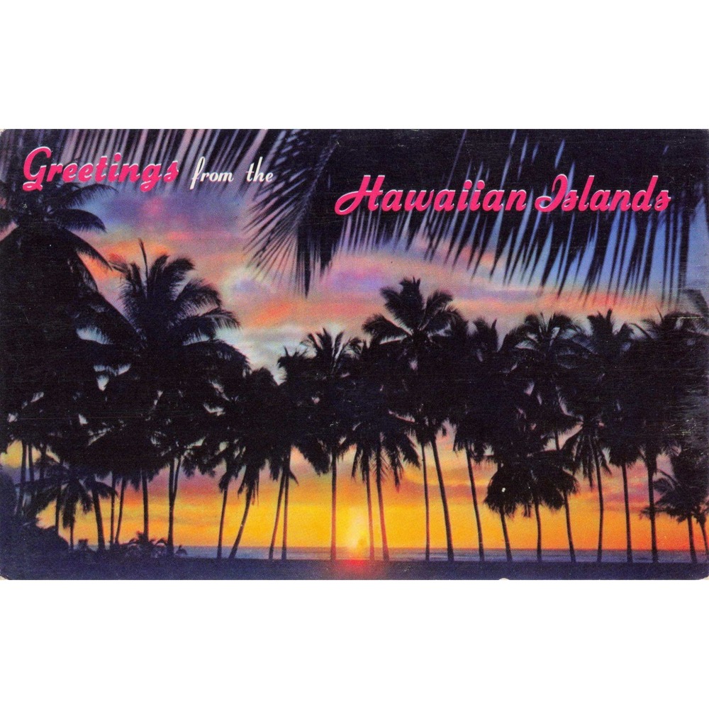 Vintage Greetings from the Hawaiian Islands Nani Li'i Sunset Postcard S-138